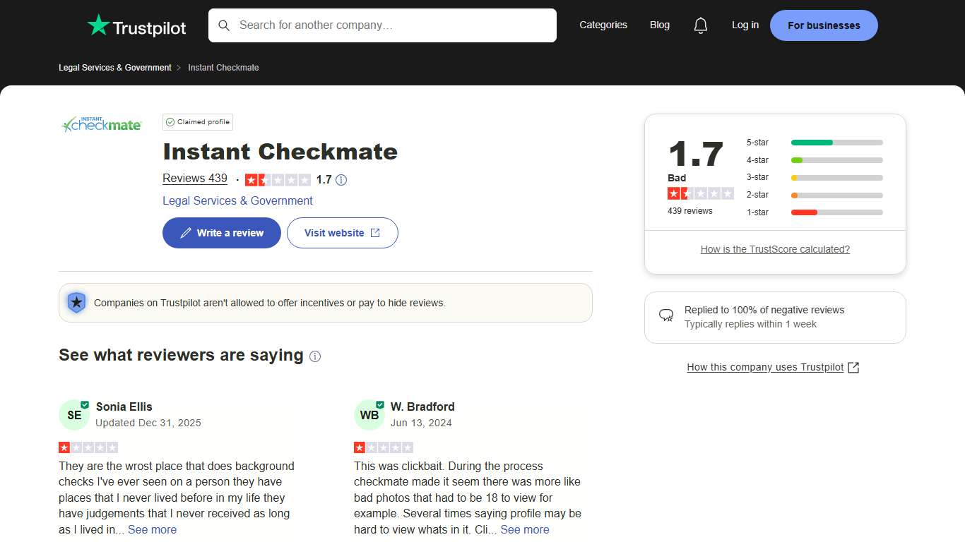 Instant Checkmate Reviews | Read Customer Service Reviews of instantcheckmate.com | 7 of 22