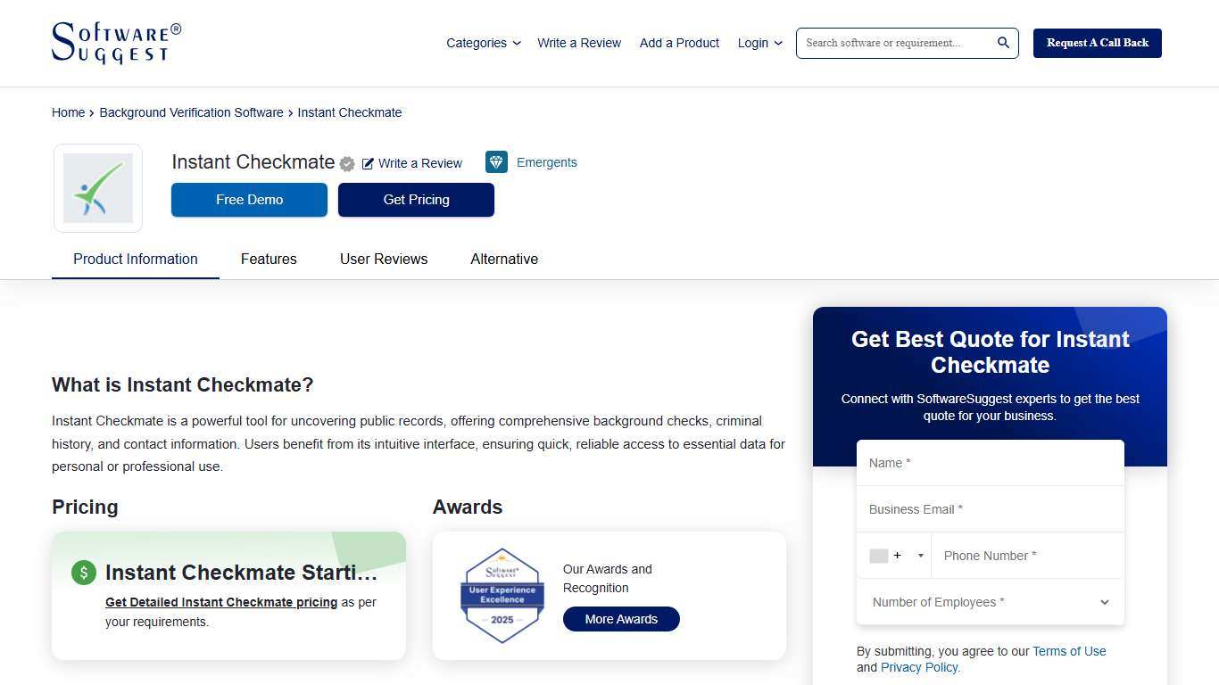 Instant Checkmate - Pricing, Features, and Details in 2026